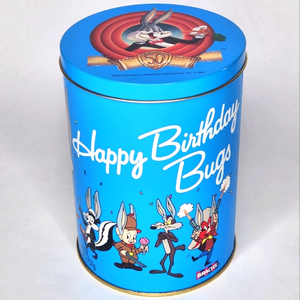 Vintage 1989 Happy Birthday Bugs Bunny Tin Looney Tunes